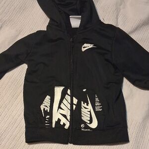 Nike Kids Black and White Zip-Up Hoodie